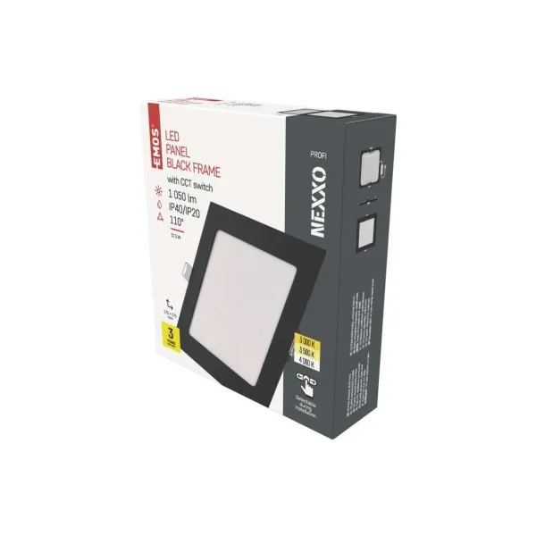 EMOS Lighting LED vstavané svietidlo NEXXO, štvorec, čierne, 12W, CCT