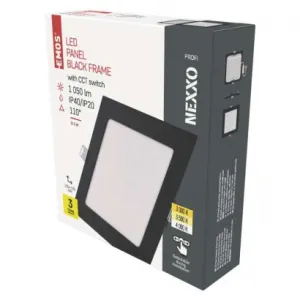 EMOS Lighting LED vstavané svietidlo NEXXO, štvorec, čierne, 12W, CCT