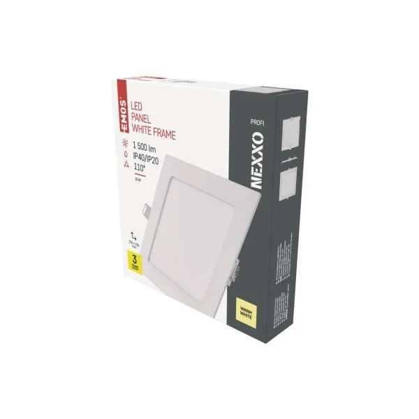 EMOS Lighting LED vstavané svietidlo NEXXO, štvorec, biely, 18W, teplá biela