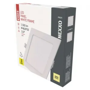 EMOS Lighting LED vstavané svietidlo NEXXO, štvorec, biely, 18W, teplá biela