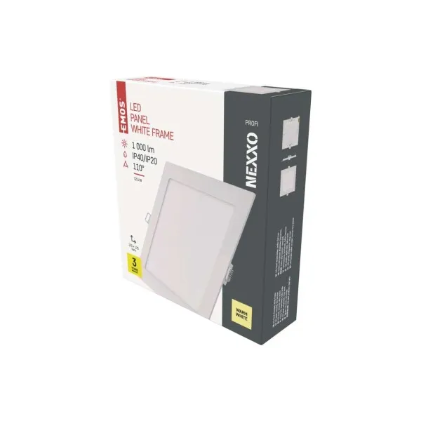 EMOS Lighting LED vstavané svietidlo NEXXO, štvorec, biely, 12W, teplá biela