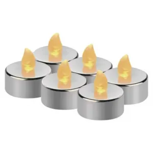 EMOS Lighting LED dekorácia – 6x čajová sviečka strieborná, 6x CR2032, vnútorná, vintage