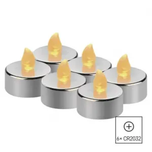 EMOS Lighting LED dekorácia – 6x čajová sviečka strieborná, 6x CR2032, vnútorná, vintage