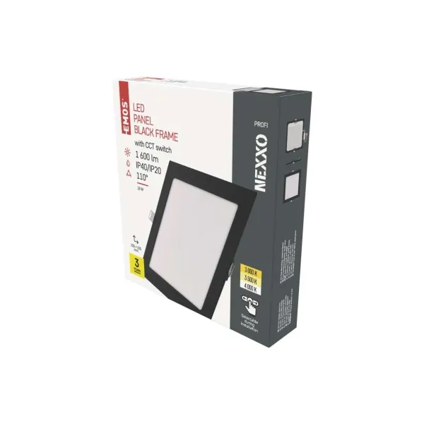 EMOS Lighting LED vstavané svietidlo NEXXO, štvorec, čierne, 18W, CCT