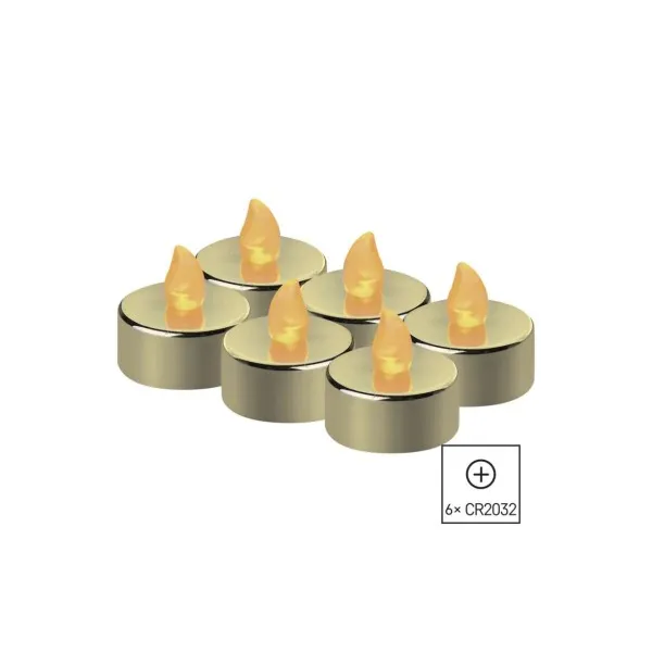 EMOS Lighting LED dekorácia – 6x čajová sviečka zlatá, 6x CR2032, vnútorná, vintage