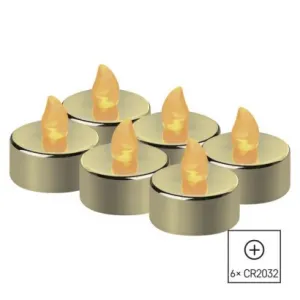EMOS Lighting LED dekorácia – 6x čajová sviečka zlatá, 6x CR2032, vnútorná, vintage
