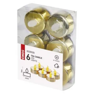 EMOS Lighting LED dekorácia – 6x čajová sviečka zlatá, 6x CR2032, vnútorná, vintage