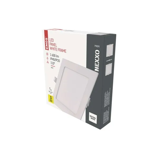 EMOS Lighting LED vstavané svietidlo NEXXO, štvorec, biely, 18W, neutrálna biela
