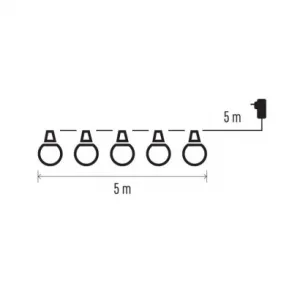EMOS Lighting LED svetelná reťaz – 10x párty žiarovky číre, 5 m, vonkajšia aj vnútorná, teplá biela