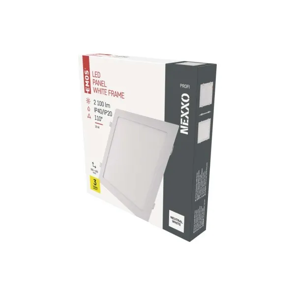 EMOS Lighting LED vstavané svietidlo NEXXO, štvorec, biely, 24W, neutrálna biela