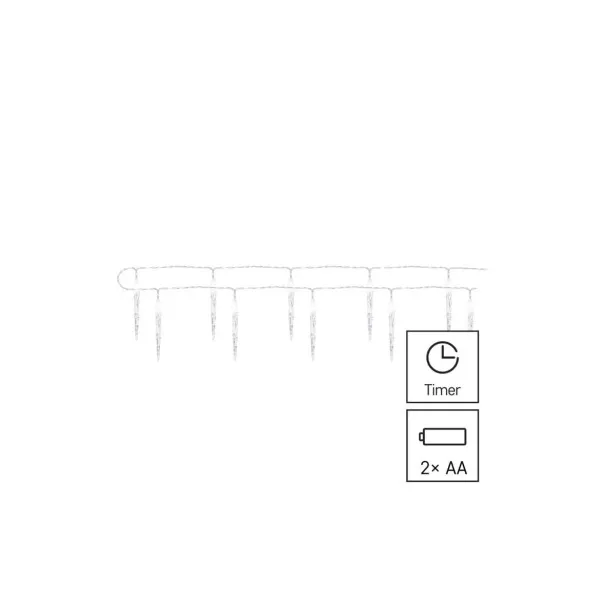 EMOS Lighting LED vianočná girlanda – 10x cencúľ, 1,35 m, 2x AA, vnútorná, studená biela, časovač