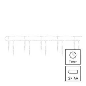 EMOS Lighting LED vianočná girlanda – 10x cencúľ, 1,35 m, 2x AA, vnútorná, studená biela, časovač