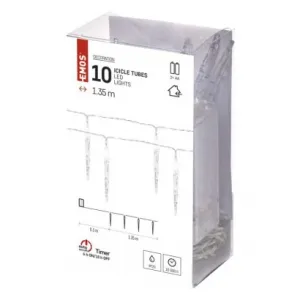 EMOS Lighting LED vianočná girlanda – 10x cencúľ, 1,35 m, 2x AA, vnútorná, studená biela, časovač
