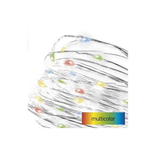 EMOS Lighting LED vianočná nano reťaz, 1,9 m, 2x AA, vnútorná, multicolor, časovač