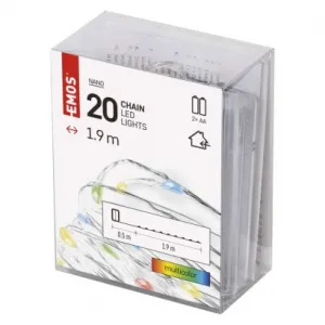 EMOS Lighting LED vianočná nano reťaz, 1,9 m, 2x AA, vnútorná, multicolor, časovač