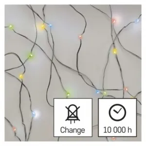 EMOS Lighting LED vianočná nano reťaz, 1,9 m, 2x AA, vnútorná, multicolor, časovač