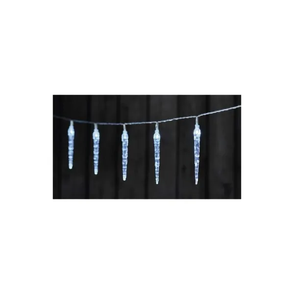 EMOS Lighting LED vianočná girlanda – 10x cencúľ, 1,35 m, 2x AA, vnútorná, studená biela, časovač
