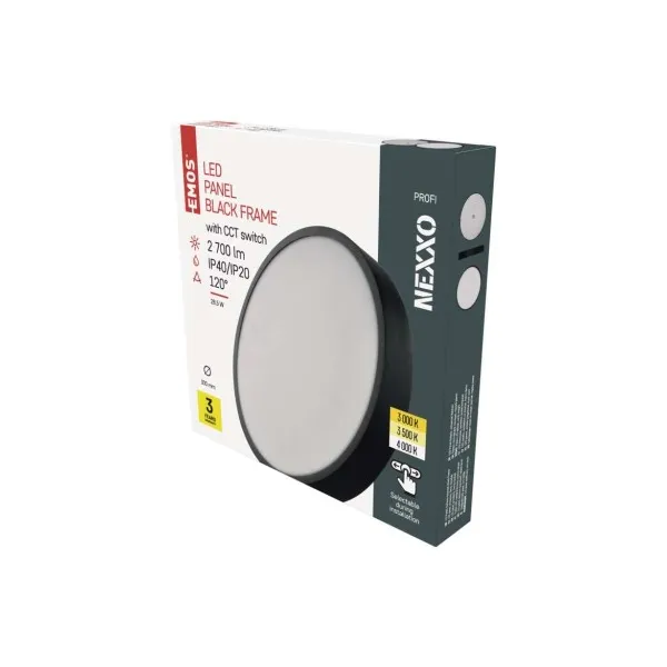 EMOS Lighting LED prisadené svietidlo, kruhové, čierne, 28,5W, CCT