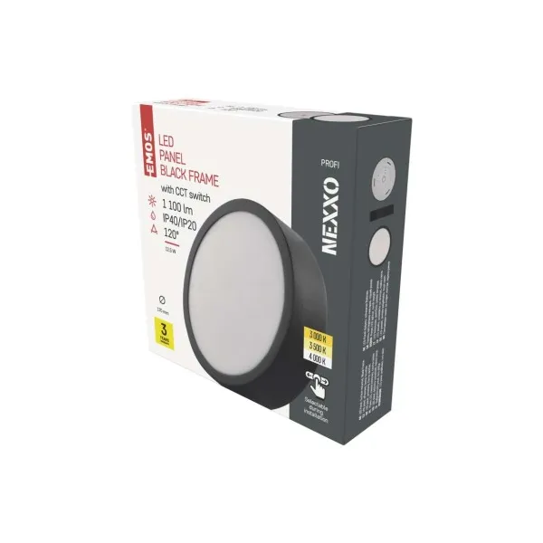 EMOS Lighting LED prisadené svietidlo, kruhové, čierne, 12,5W, CCT