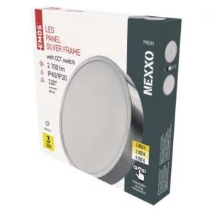 EMOS Lighting LED prisadené svietidlo, kruhové, strieborné, 28,5W, CCT