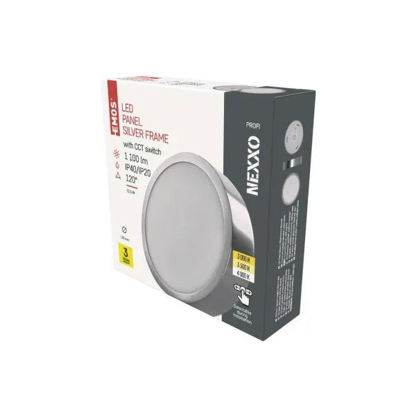 EMOS Lighting LED prisadené svietidlo, kruhové, strieborné, 12,5W, CCT