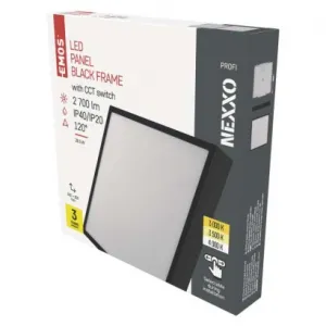 EMOS Lighting LED prisadené svietidlo, štvorec, čierne, 28,5W, CCT