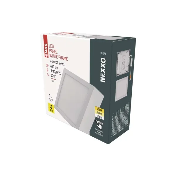 EMOS Lighting LED prisadené svietidlo, štvorec, biele, 7,6W, CCT