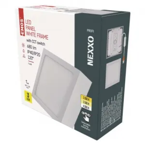 EMOS Lighting LED prisadené svietidlo, štvorec, biele, 7,6W, CCT