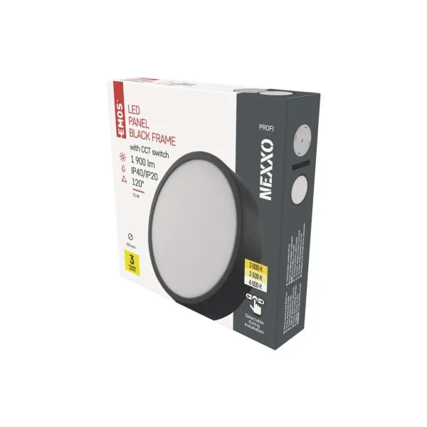 EMOS Lighting LED prisadené svietidlo, kruhové, čierne, 21W, CCT