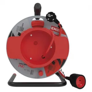 EMOS Predlžovací kábel na bubne 25 m / 1 zásuvka / červený / PVC / 230 V / 1,5 mm2