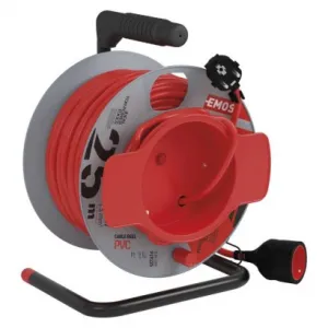 EMOS Predlžovací kábel na bubne 25 m / 1 zásuvka / červený / PVC / 230 V / 1,5 mm2