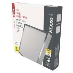 EMOS Lighting LED prisadené svietidlo, štvorec, strieborné, 28,5W, CCT