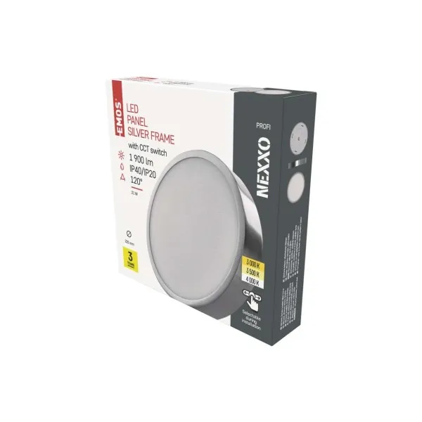 EMOS Lighting LED prisadené svietidlo, kruhové, strieborné, 21W, CCT