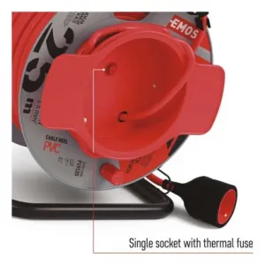 EMOS Predlžovací kábel na bubne 25 m / 1 zásuvka / červený / PVC / 230 V / 1,5 mm2