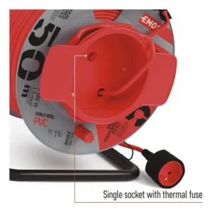 EMOS Predlžovací kábel na bubne 50 m / 1 zásuvka / červený / PVC / 230 V / 1,5 mm2