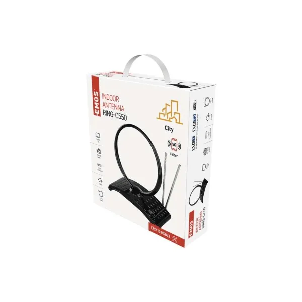 EMOS Anténa izbová CITY RING-C550, DVB-T2, DAB, FM, filter LTE/4G/5G