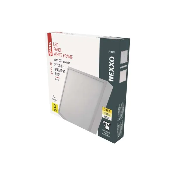 EMOS Lighting LED prisadené svietidlo, štvorec, biele, 28,5W, CCT