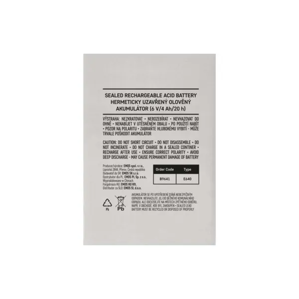 EMOS AKUMULÁTOR SLA 6V /4Ah FA-4,7mm