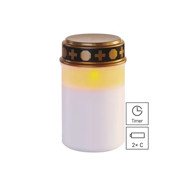 EMOS LED náhrobná sviečka, 12,5 cm, 2x C, vonkajšia aj vnútorná, vintage, časovač