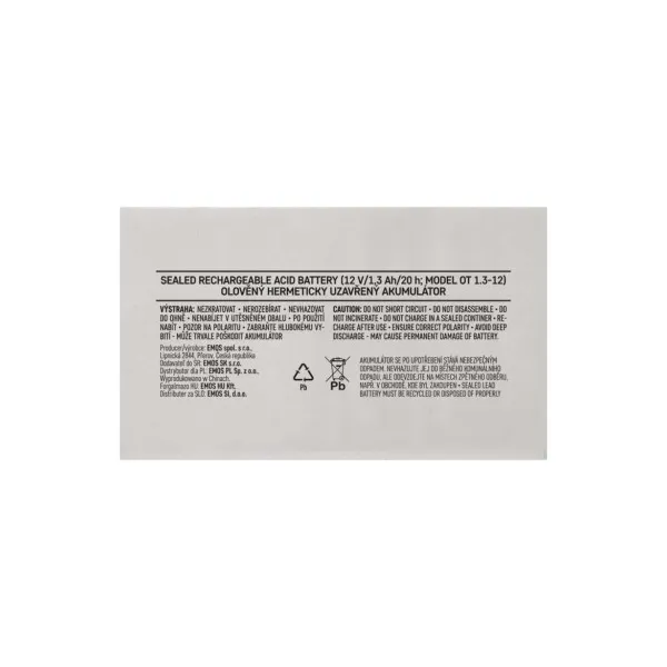EMOS AKUMULÁTOR SLA 12V/1,3Ah FA-4,7mm