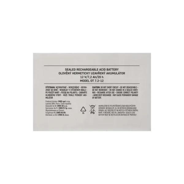 EMOS AKUMULÁTOR SLA 12V 7,2Ah FA4,7