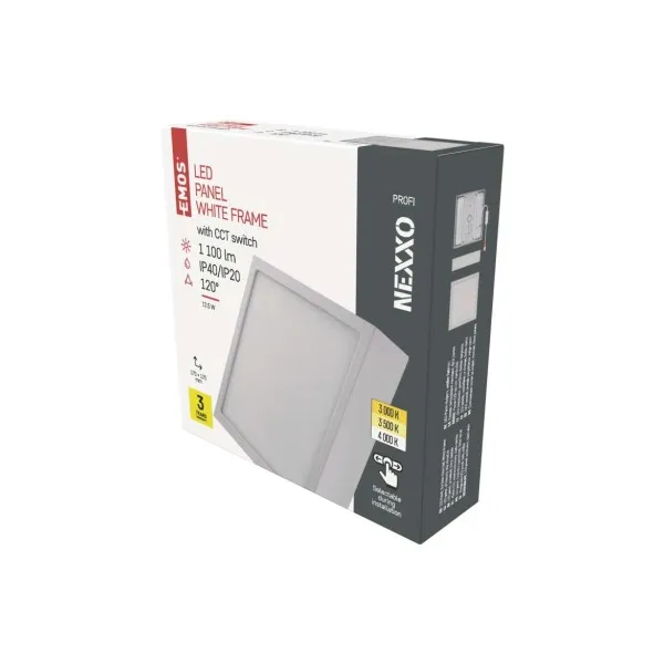 EMOS Lighting LED prisadené svietidlo, štvorec, biele, 12,5W, CCT