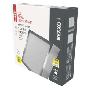 EMOS Lighting LED prisadené svietidlo, štvorec, strieborné, 12,5W, CCT