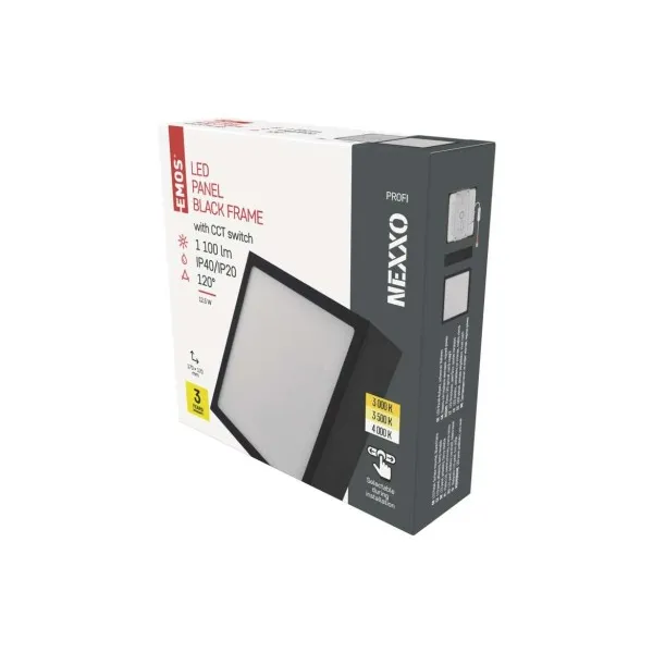 EMOS Lighting LED prisadené svietidlo NEXXO, štvorcové, čierne, 12,5W, CCT