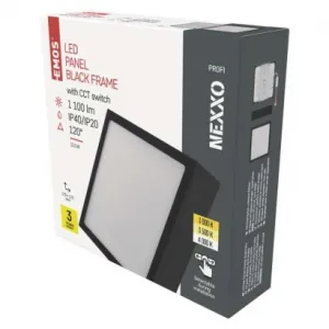 EMOS Lighting LED prisadené svietidlo NEXXO, štvorcové, čierne, 12,5W, CCT