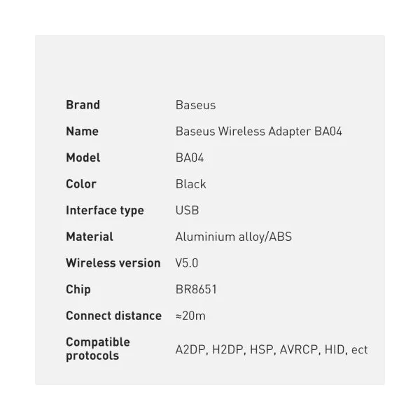 Bluetooth Adaptér Baseus BA04 čierny