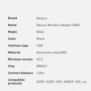 Bluetooth Adaptér Baseus BA04 čierny