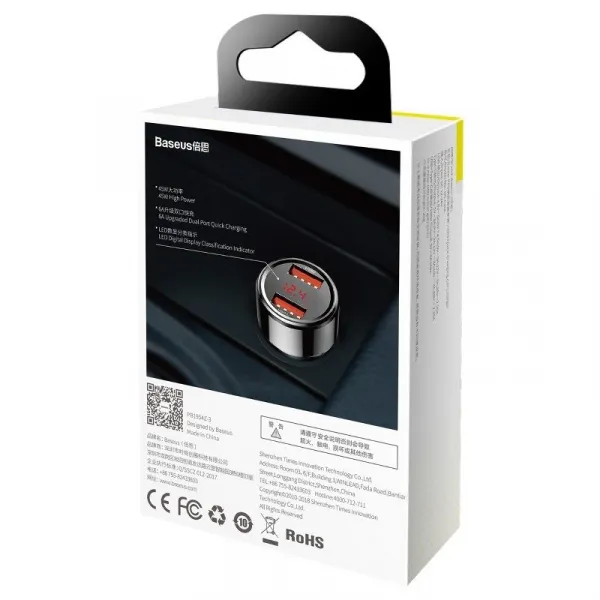 Baseus Magic 2x USB QC 3.0 45W nabíjačka do auta (čierna) 019264