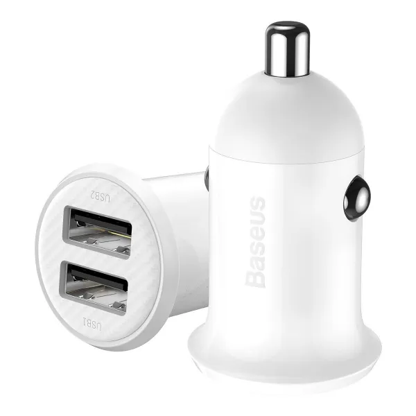 Baseus Grain Pro 2x USB 4,8A nabíjačka do auta (biela) 025367