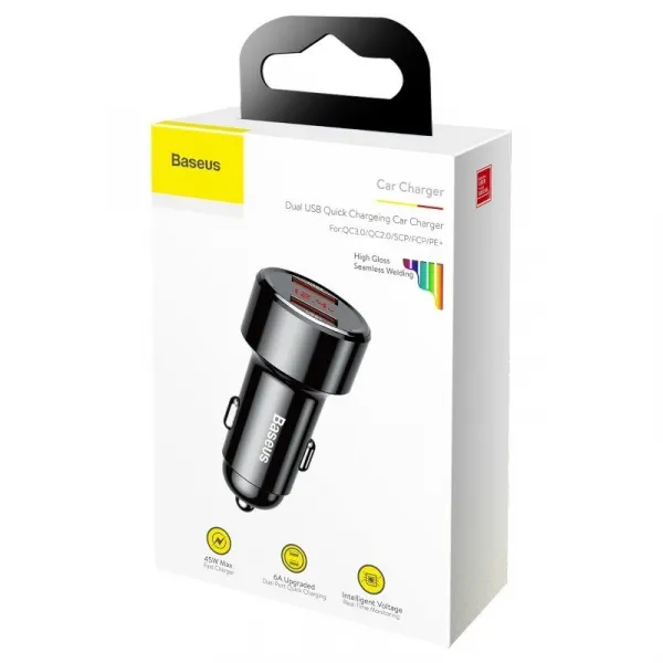 Baseus Magic 2x USB QC 3.0 45W nabíjačka do auta (čierna) 019264